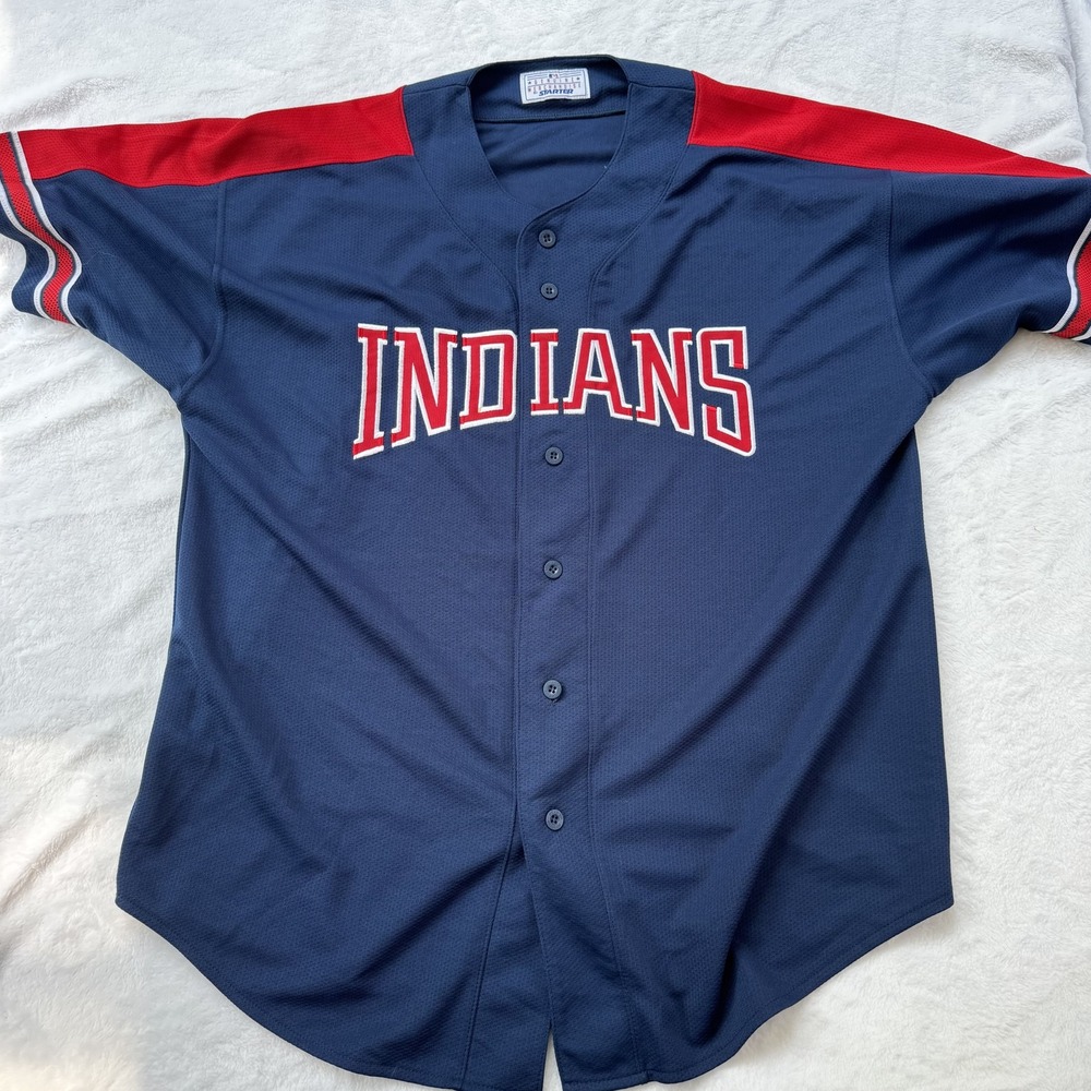 Vintage Cleveland Indians Jersey Mens Large MLB Baseball‎ Shirt Starter 90s